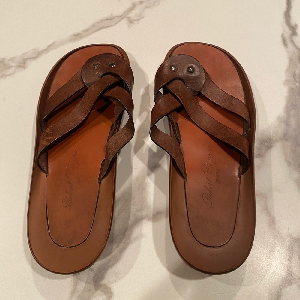 AUTHENTIC brown leather Robert Clergerie Paris flats